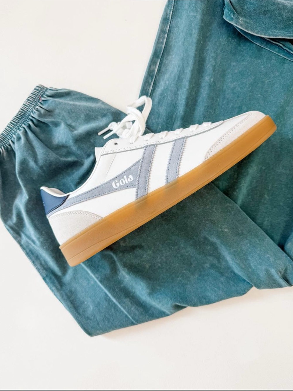Gola Viper Leather Sneakers White Blue Gum Sole Women’s US 9.5